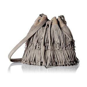 Sam Edelman Fifi taupe suede Crossbody Fringe Bucket Bag
